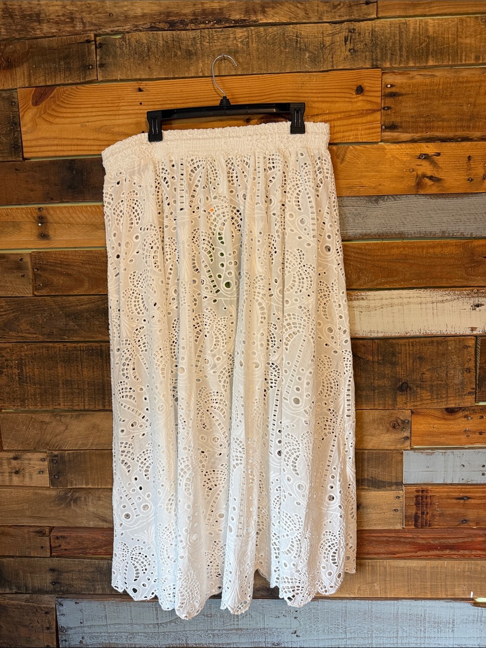 NWT FARM Rio Laise Palm Tree Eyelet Cotton Midi Skirt - Picture 4 of 5